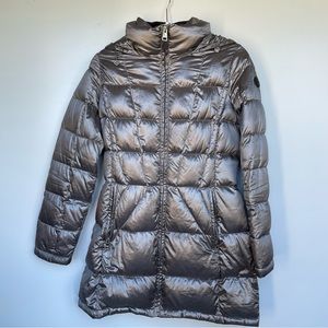 Andrew Marc Jacket Womens M Silver Duck Down Fill Double Zip Puffer Coat